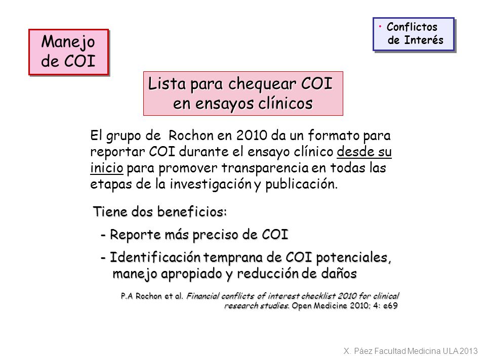 Lista para chequear COI