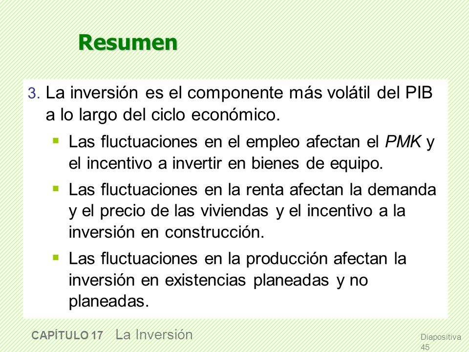 Resumen La inversión es el componente más volátil del PIB a lo largo del ciclo económico.