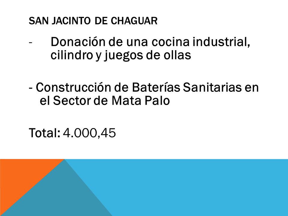 Donación de una cocina industrial, cilindro y juegos de ollas