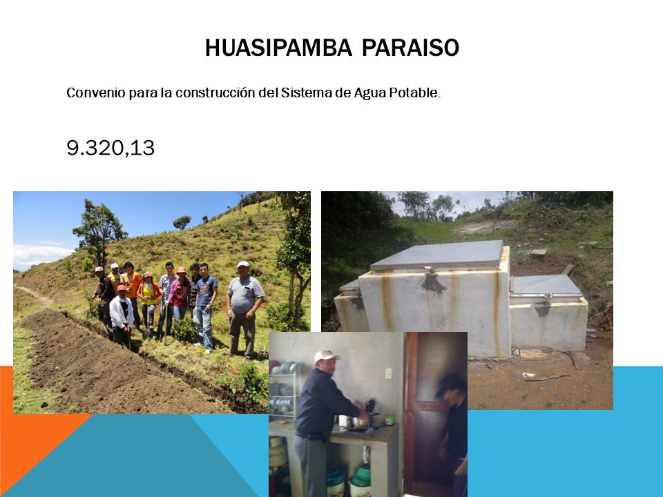 Huasipamba Paraiso Convenio para la construcción del Sistema de Agua Potable.