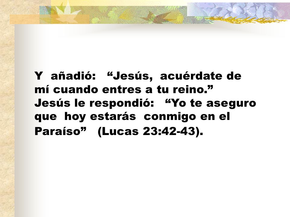 Y añadió: Jesús, acuérdate de mí cuando entres a tu reino