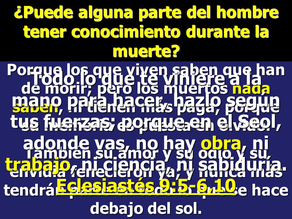 ¿Puede alguna parte del hombre tener conocimiento durante la muerte