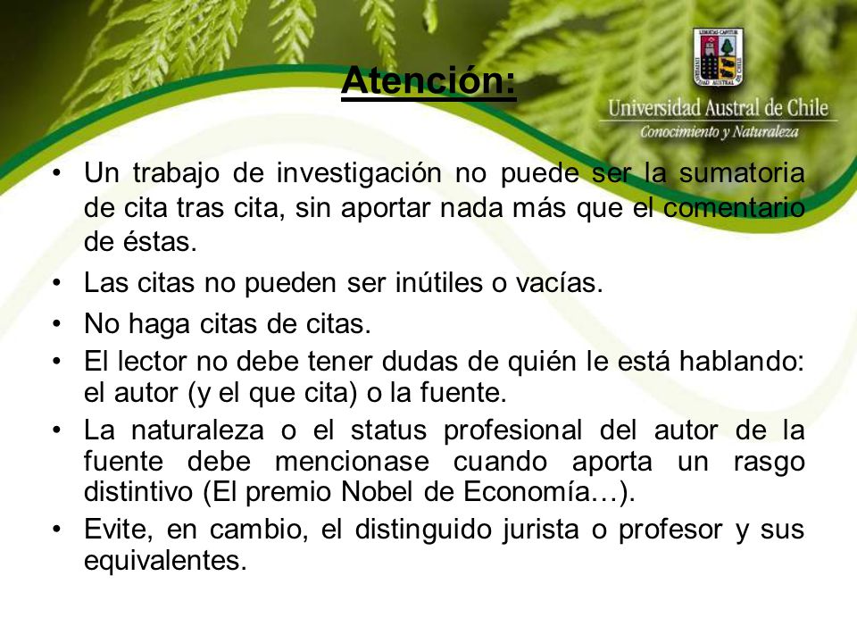 Atención: Un trabajo de investigación no puede ser la sumatoria de cita tras cita, sin aportar nada más que el comentario de éstas.