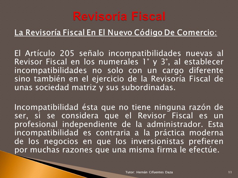 Revisoría Fiscal La Revisoría Fiscal En El Nuevo Código De Comercio: