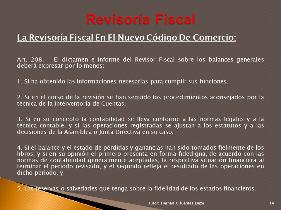 Revisoría Fiscal La Revisoría Fiscal En El Nuevo Código De Comercio:
