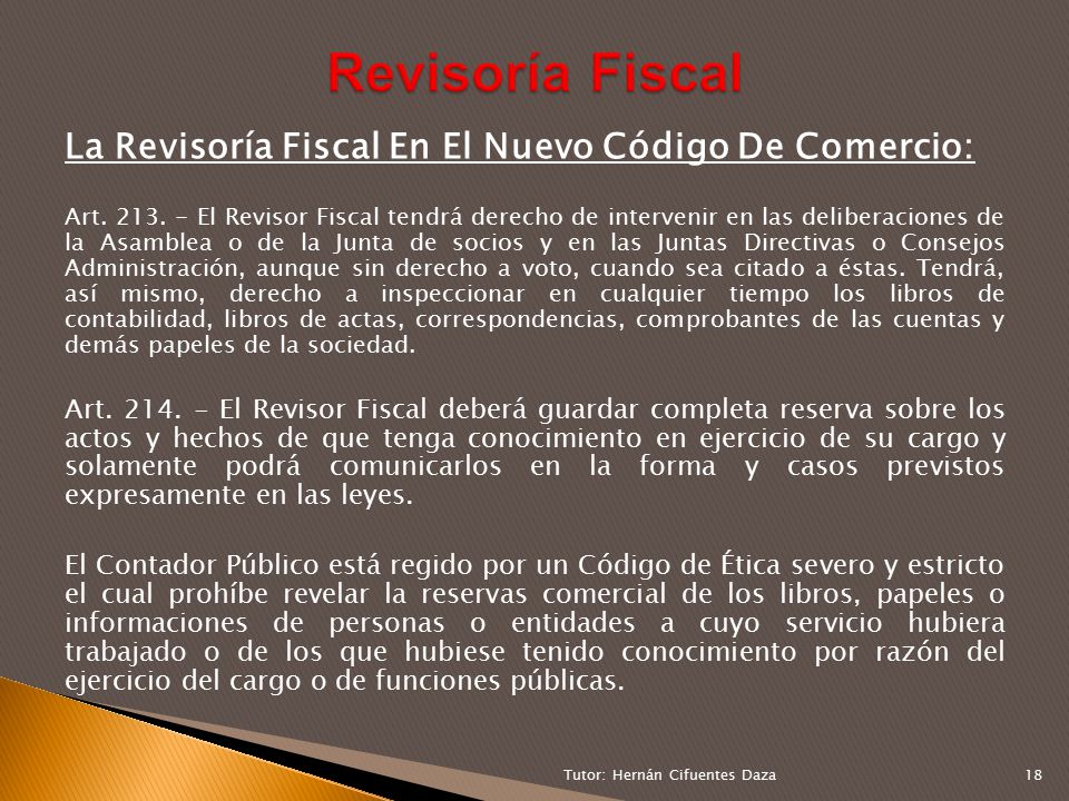 Revisoría Fiscal La Revisoría Fiscal En El Nuevo Código De Comercio: