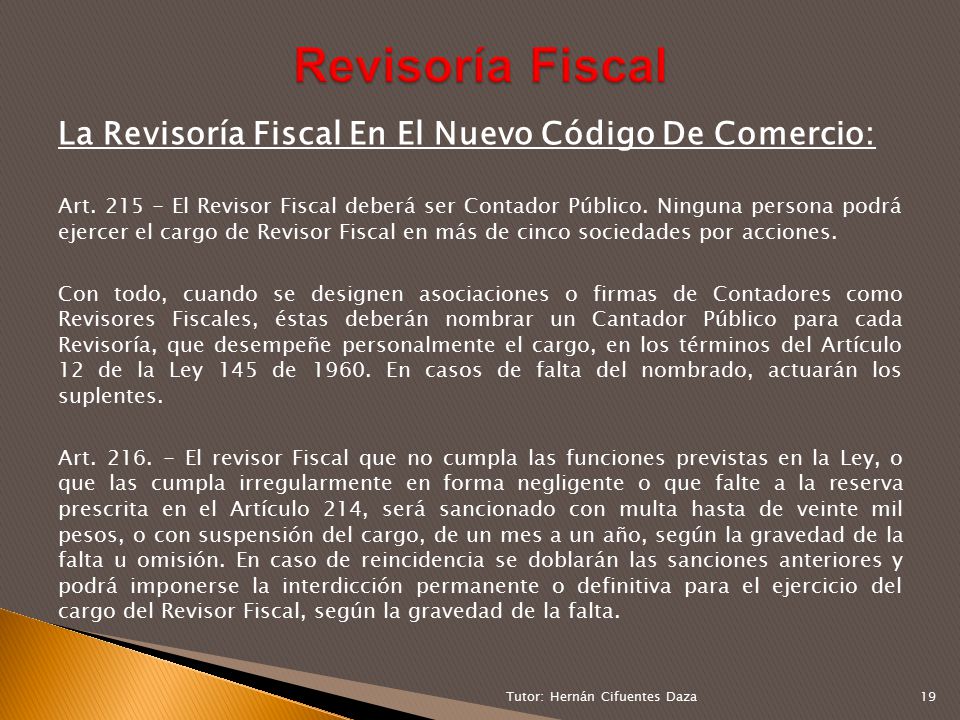 Revisoría Fiscal La Revisoría Fiscal En El Nuevo Código De Comercio: