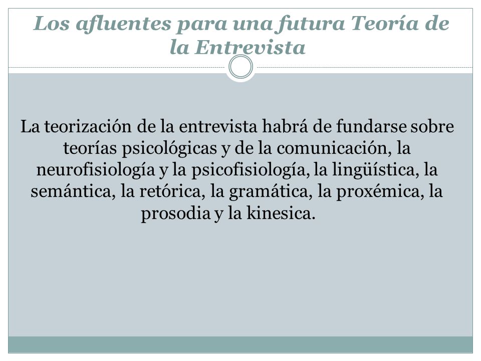 Los afluentes para una futura Teoría de la Entrevista