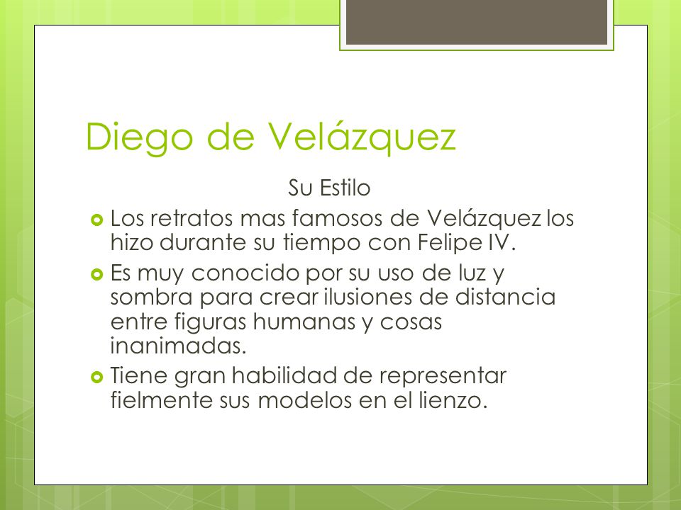 Diego de Velázquez Su Estilo