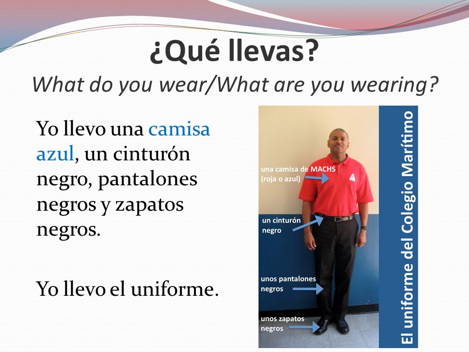 ¿Qué llevas What do you wear/What are you wearing