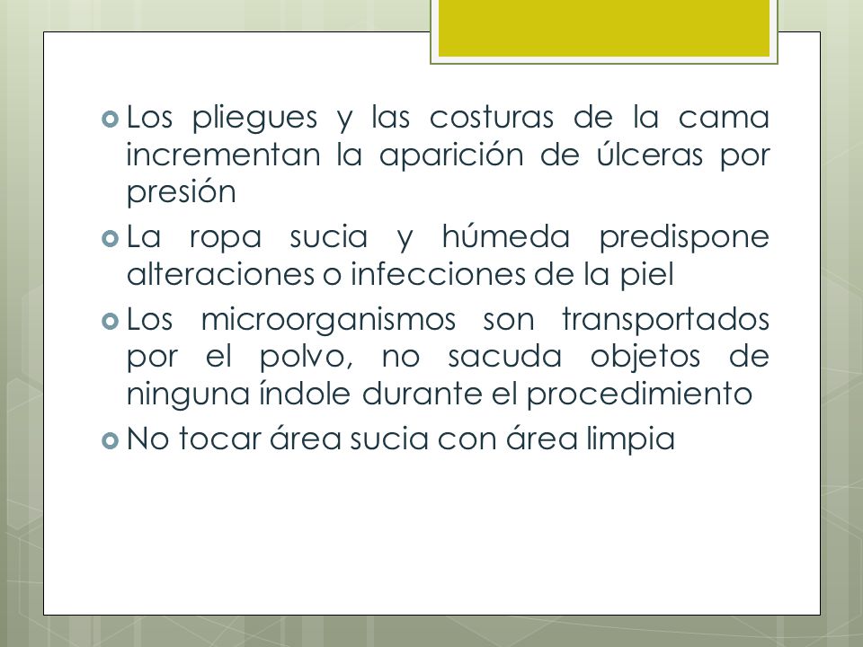 Los pliegues y las costuras de la cama incrementan la aparición de úlceras por presión