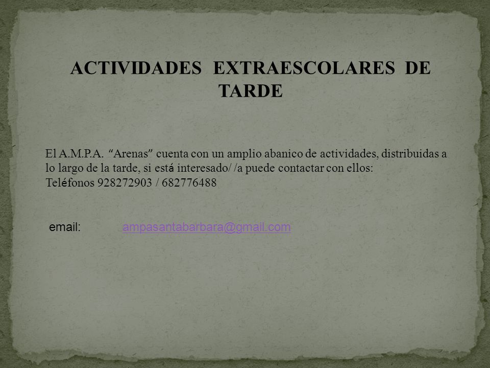 ACTIVIDADES EXTRAESCOLARES DE TARDE