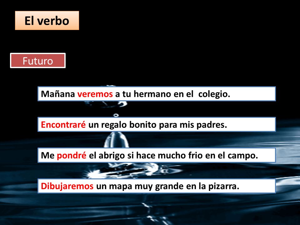 El verbo Futuro Mañana veremos a tu hermano en el colegio.