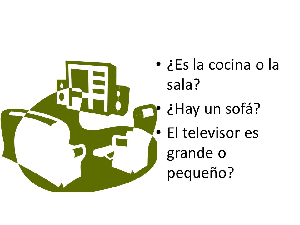 ¿Es la cocina o la sala ¿Hay un sofá El televisor es grande o pequeño