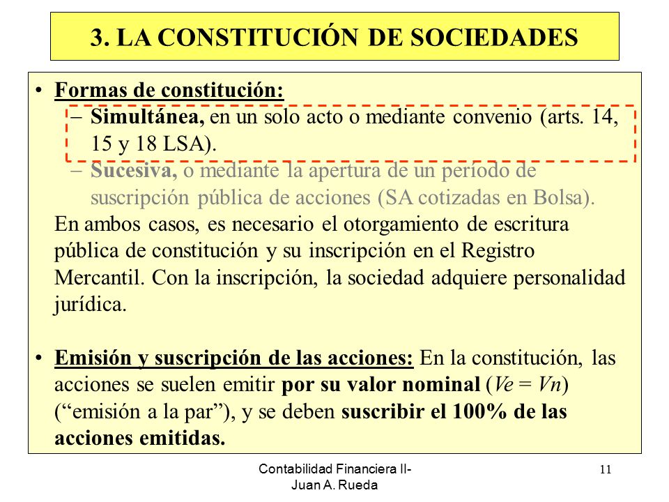 3. LA CONSTITUCIÓN DE SOCIEDADES