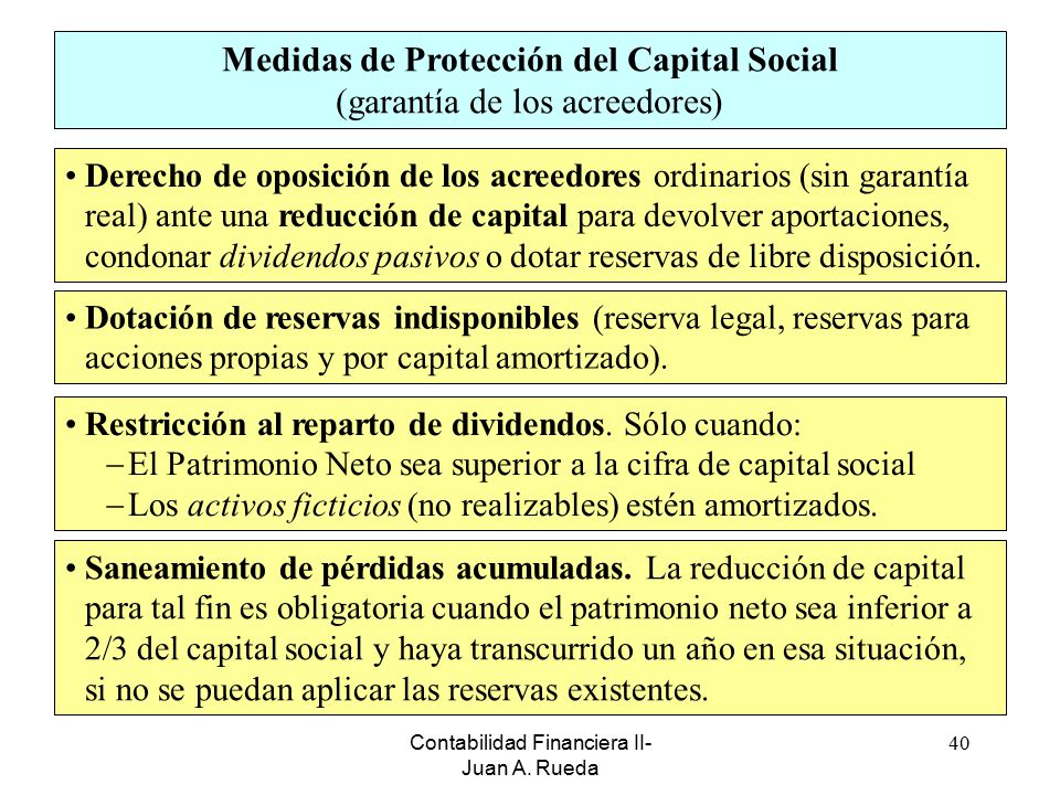 Medidas de Protección del Capital Social (garantía de los acreedores)