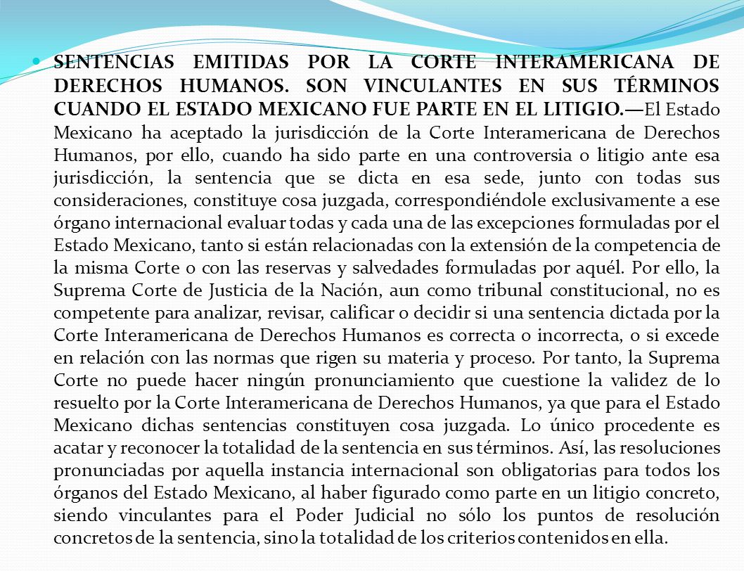 SENTENCIAS EMITIDAS POR LA CORTE INTERAMERICANA DE DERECHOS HUMANOS