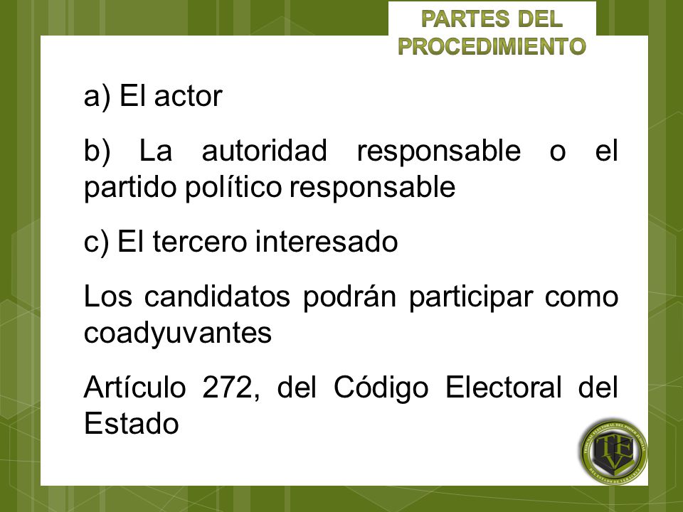 b) La autoridad responsable o el partido político responsable