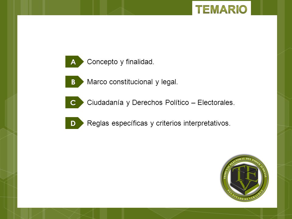 Temario A Concepto y finalidad. B Marco constitucional y legal. C