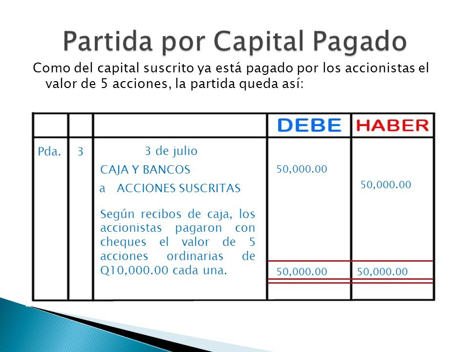 Partida por Capital Pagado