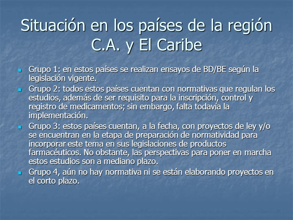 Situación en los países de la región C.A. y El Caribe