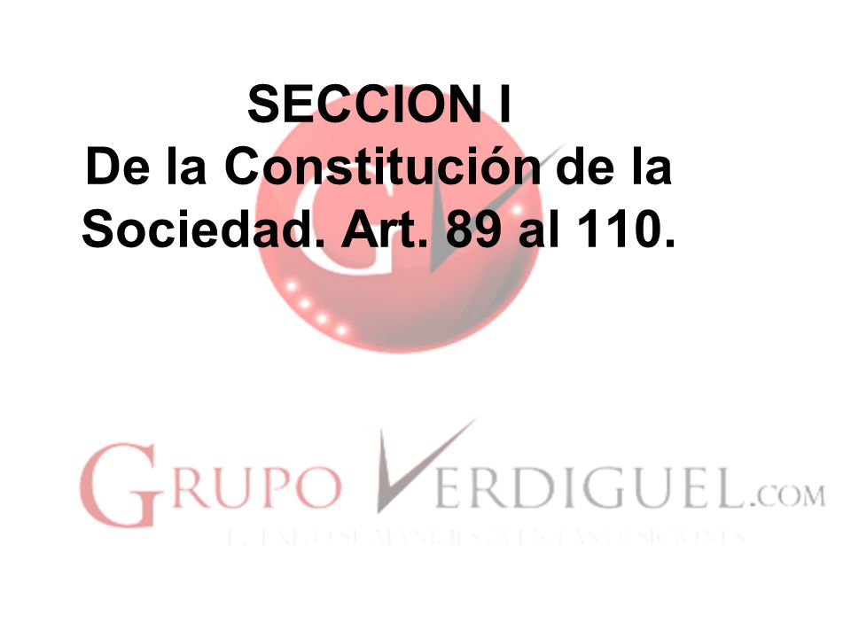 SECCION I De la Constitución de la Sociedad. Art. 89 al 110.