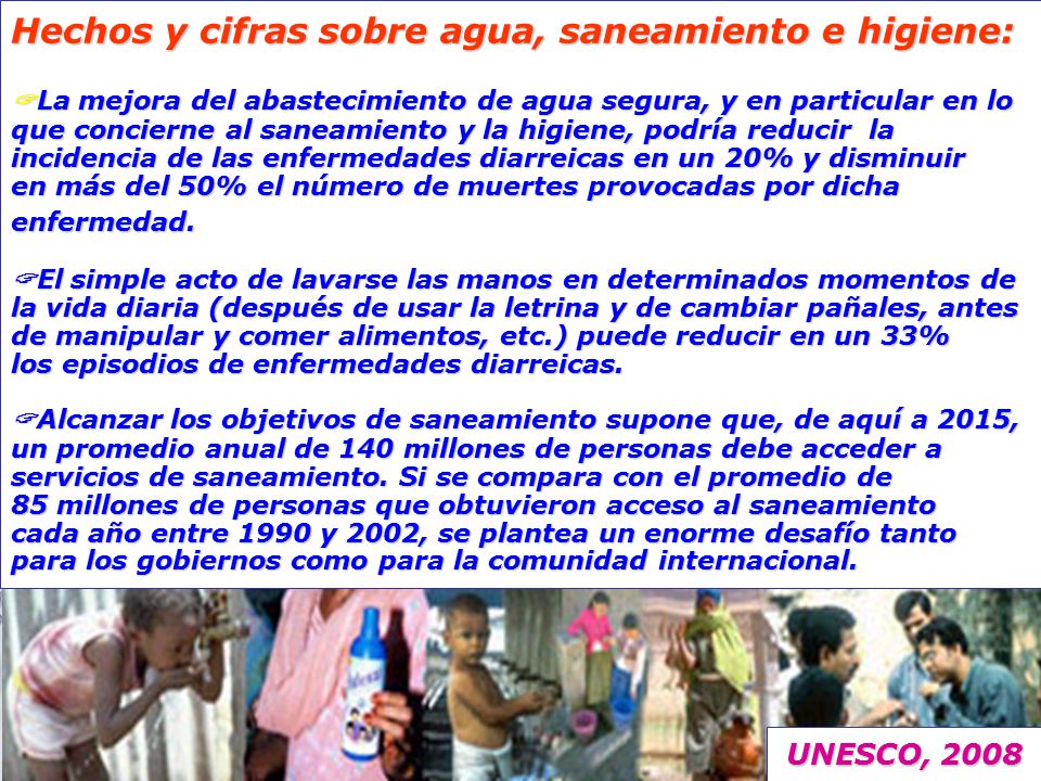 Hechos y cifras sobre agua, saneamiento e higiene: