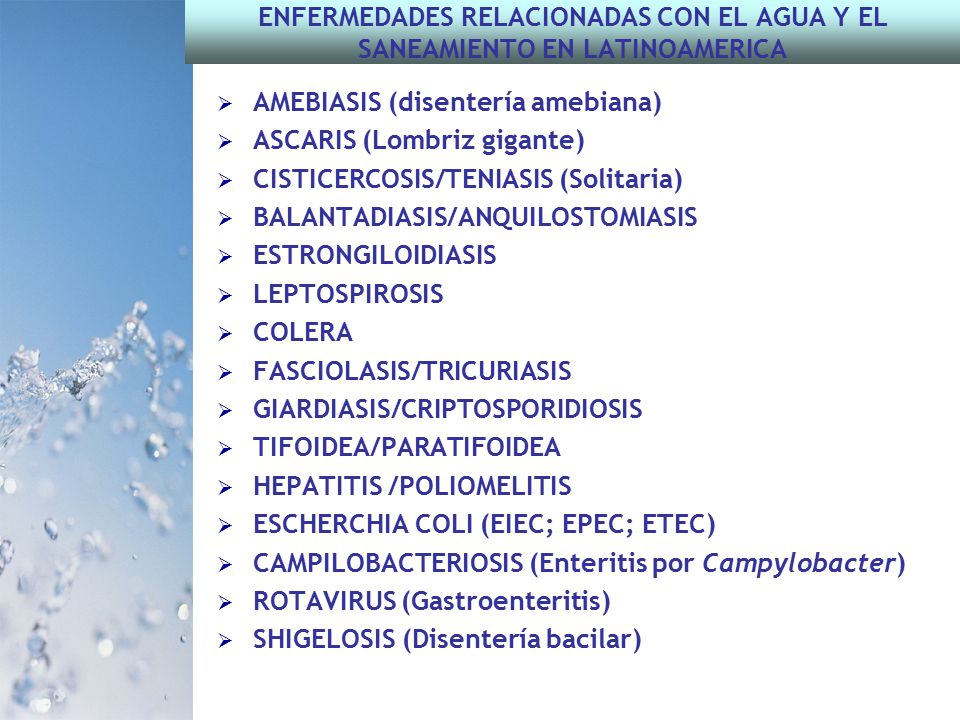 ENFERMEDADES RELACIONADAS CON EL AGUA Y EL SANEAMIENTO EN LATINOAMERICA