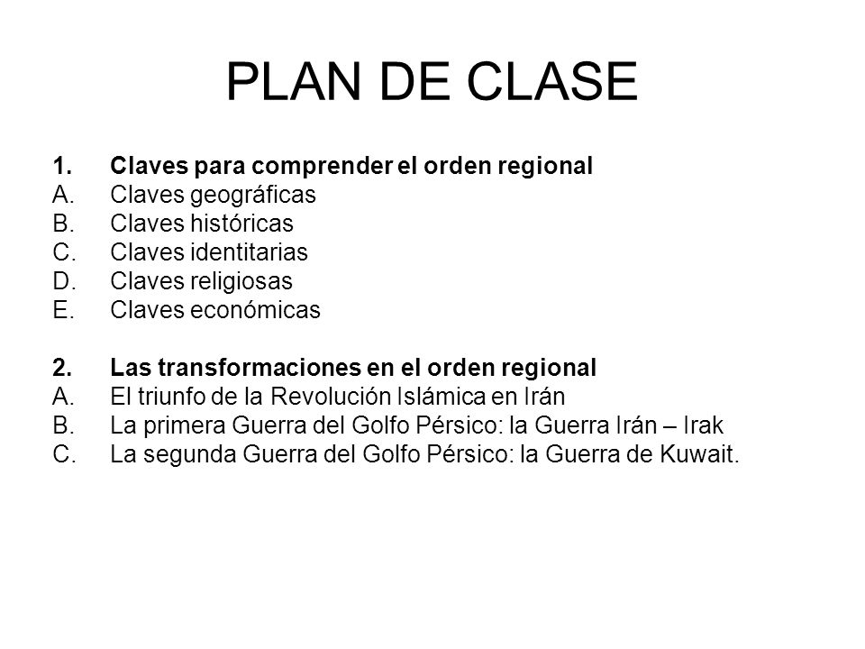 PLAN DE CLASE Claves para comprender el orden regional