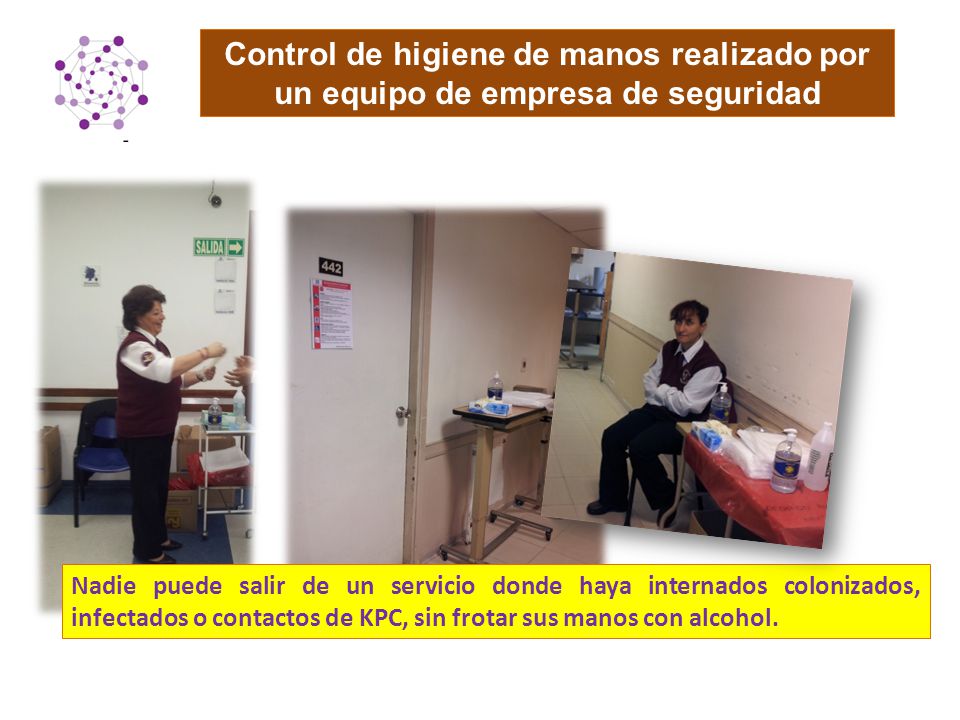 Control de higiene de manos realizado por un equipo de empresa de seguridad
