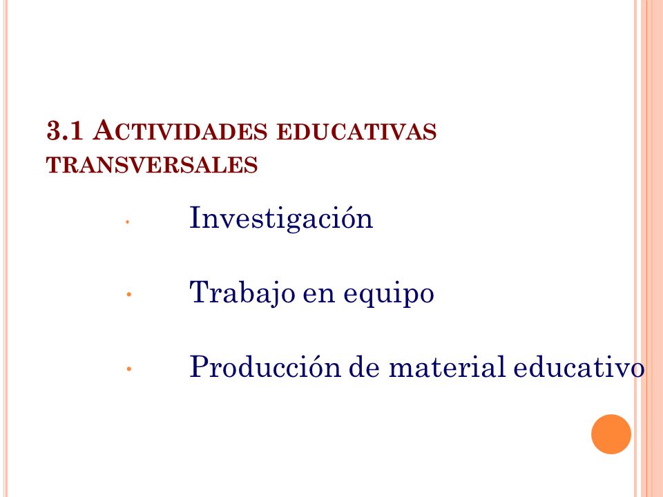 3.1 Actividades educativas transversales