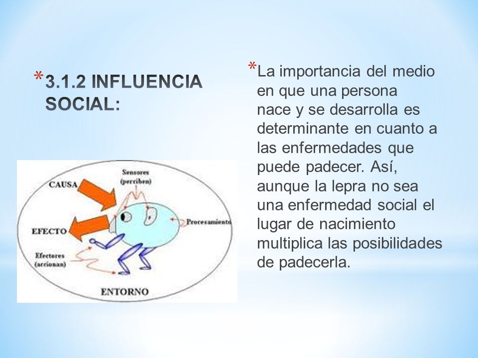 La importancia del medio en que una persona nace y se desarrolla es determinante en cuanto a las enfermedades que puede padecer. Así, aunque la lepra no sea una enfermedad social el lugar de nacimiento multiplica las posibilidades de padecerla.