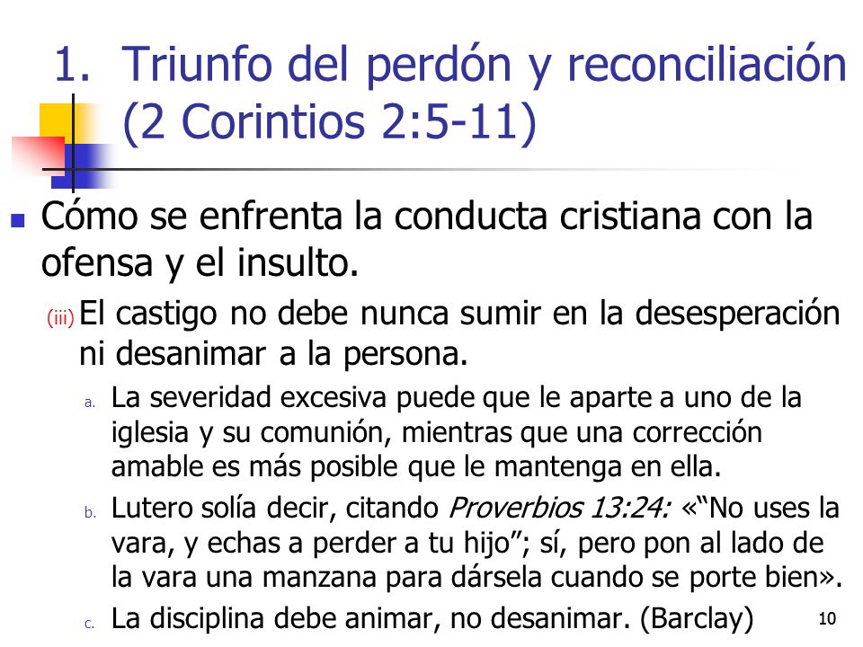 Triunfo del perdón y reconciliación (2 Corintios 2:5-11)