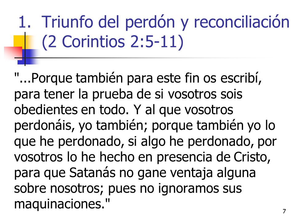 Triunfo del perdón y reconciliación (2 Corintios 2:5-11)