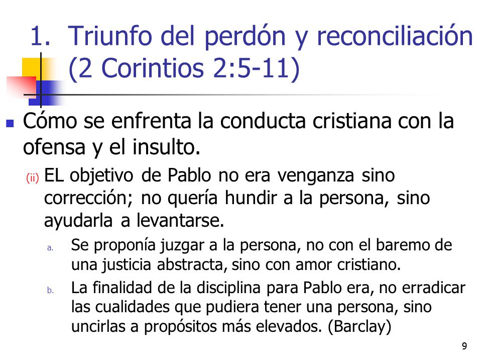 Triunfo del perdón y reconciliación (2 Corintios 2:5-11)