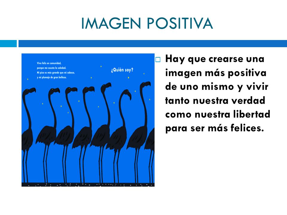 IMAGEN POSITIVA Hay que crearse una imagen más positiva de uno mismo y vivir tanto nuestra verdad como nuestra libertad para ser más felices.