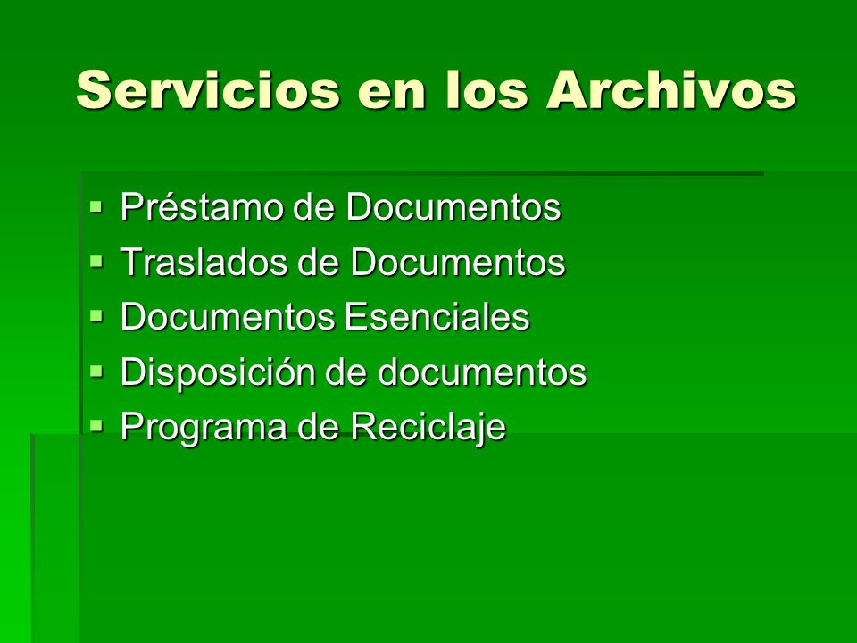Servicios en los Archivos