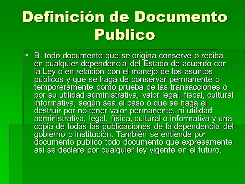Definición de Documento Publico