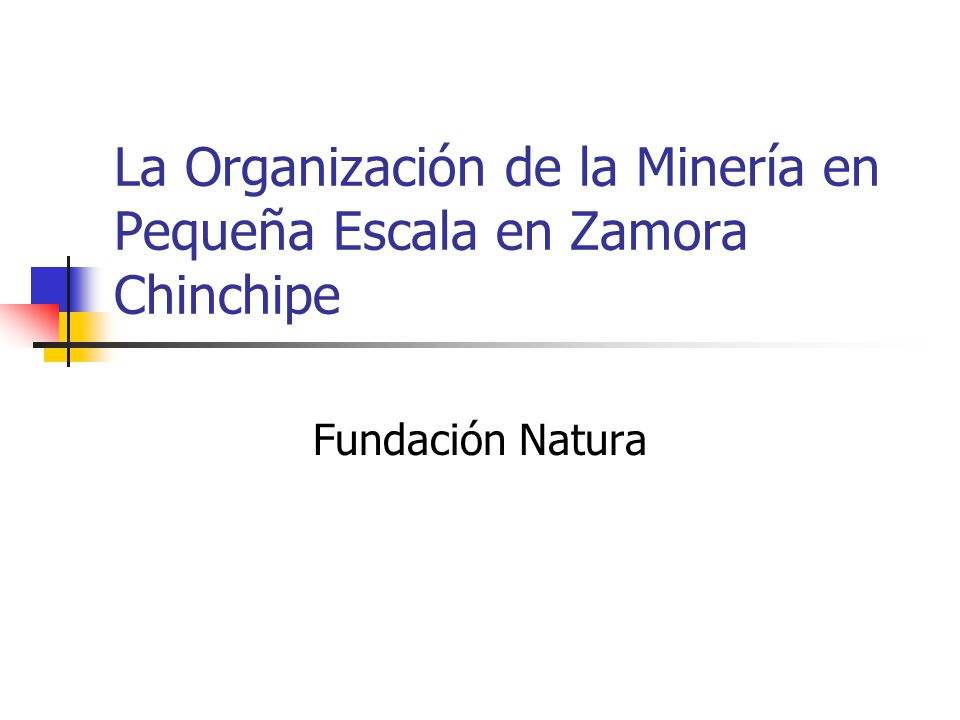 La Organización de la Minería en Pequeña Escala en Zamora Chinchipe