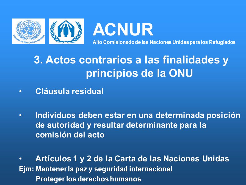 ACNUR Alto Comisionado de las Naciones Unidas para los Refugiados