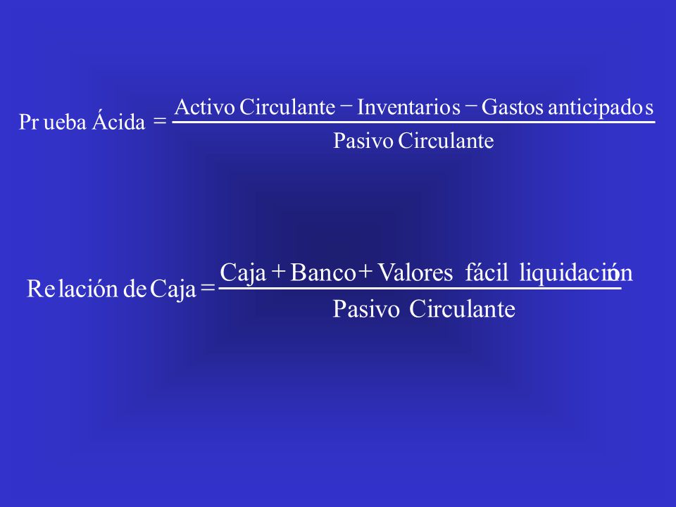 Circulante Pasivo n liquidación fácil Valores Banco Caja de lación Re