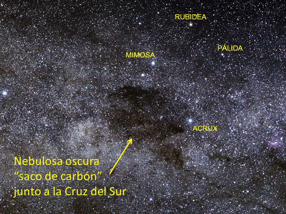 Nebulosa oscura saco de carbón junto a la Cruz del Sur