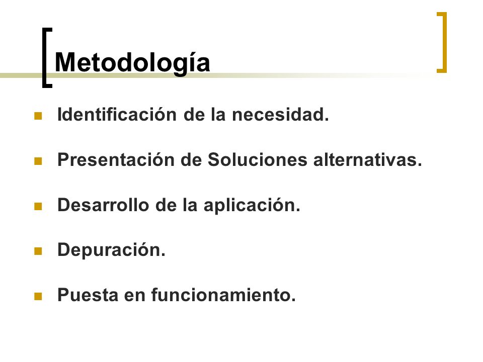Metodología Identificación de la necesidad.