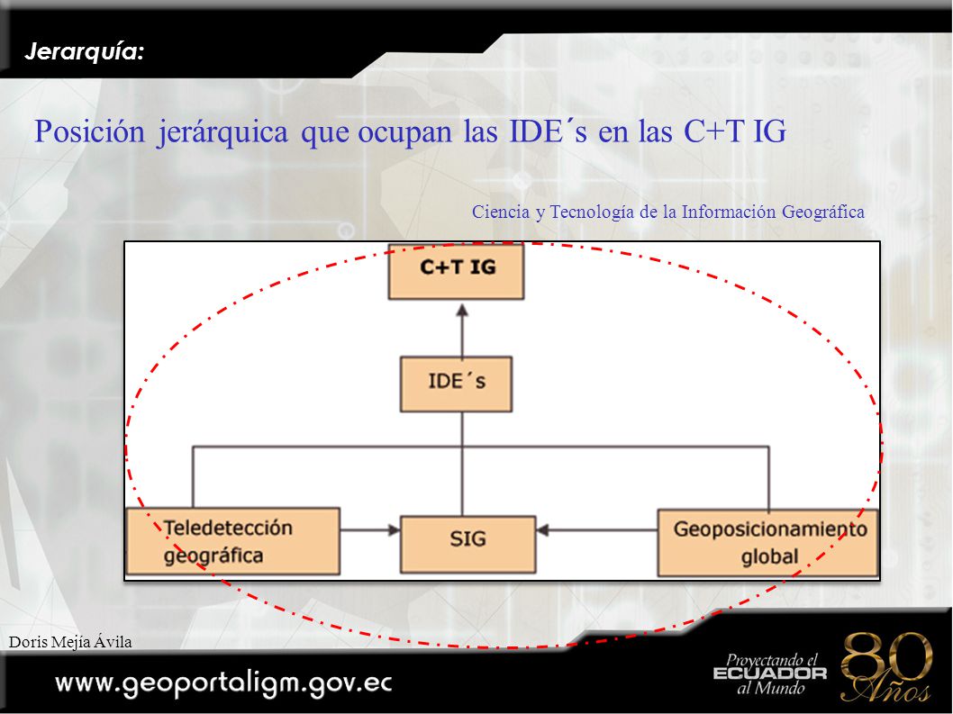 Posición jerárquica que ocupan las IDE´s en las C+T IG