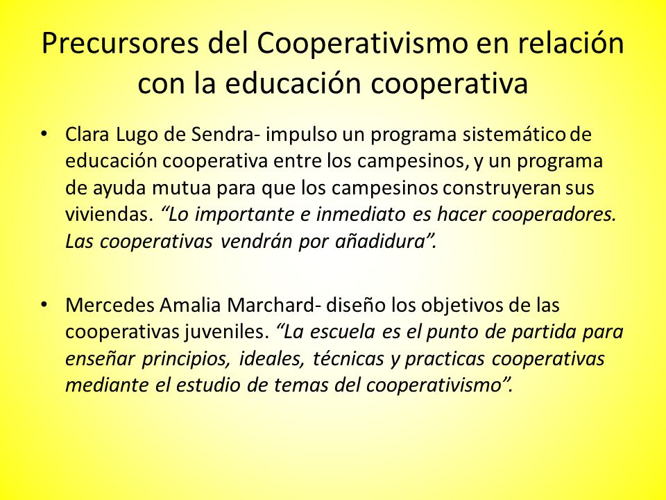 Precursores del Cooperativismo en relación con la educación cooperativa