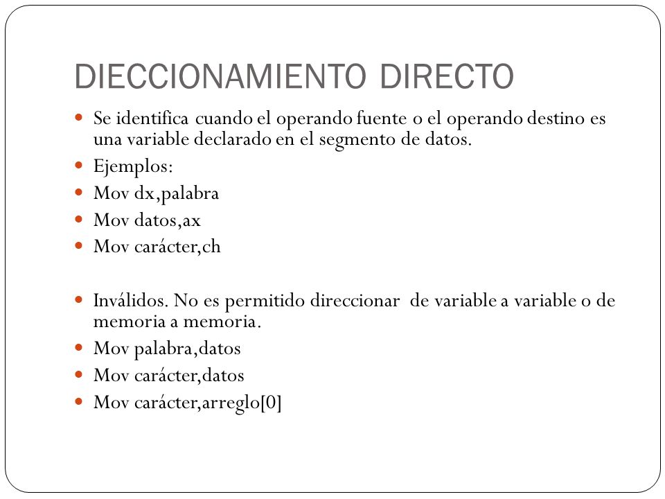 DIECCIONAMIENTO DIRECTO