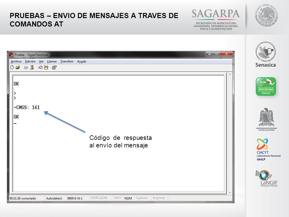 PRUEBAS – ENVIO DE MENSAJES A TRAVES DE COMANDOS AT