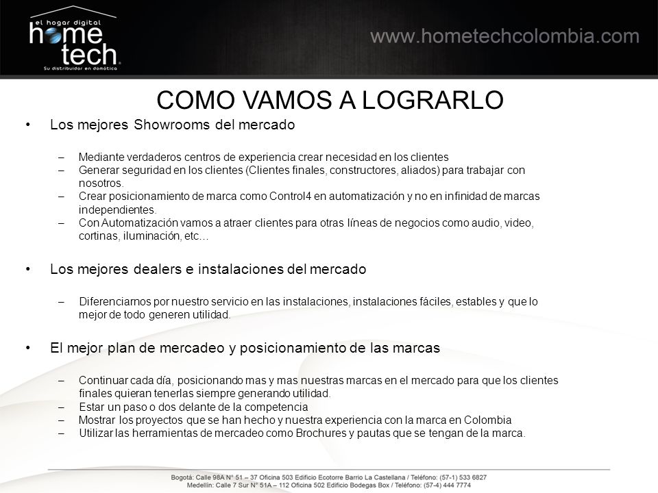 COMO VAMOS A LOGRARLO Los mejores Showrooms del mercado