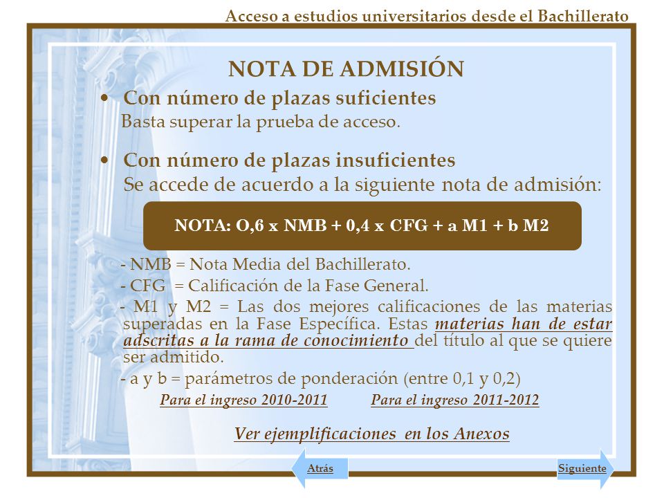 NOTA: O,6 x NMB + 0,4 x CFG + a M1 + b M2