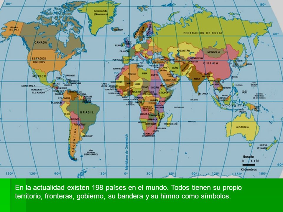 En la actualidad existen 198 países en el mundo